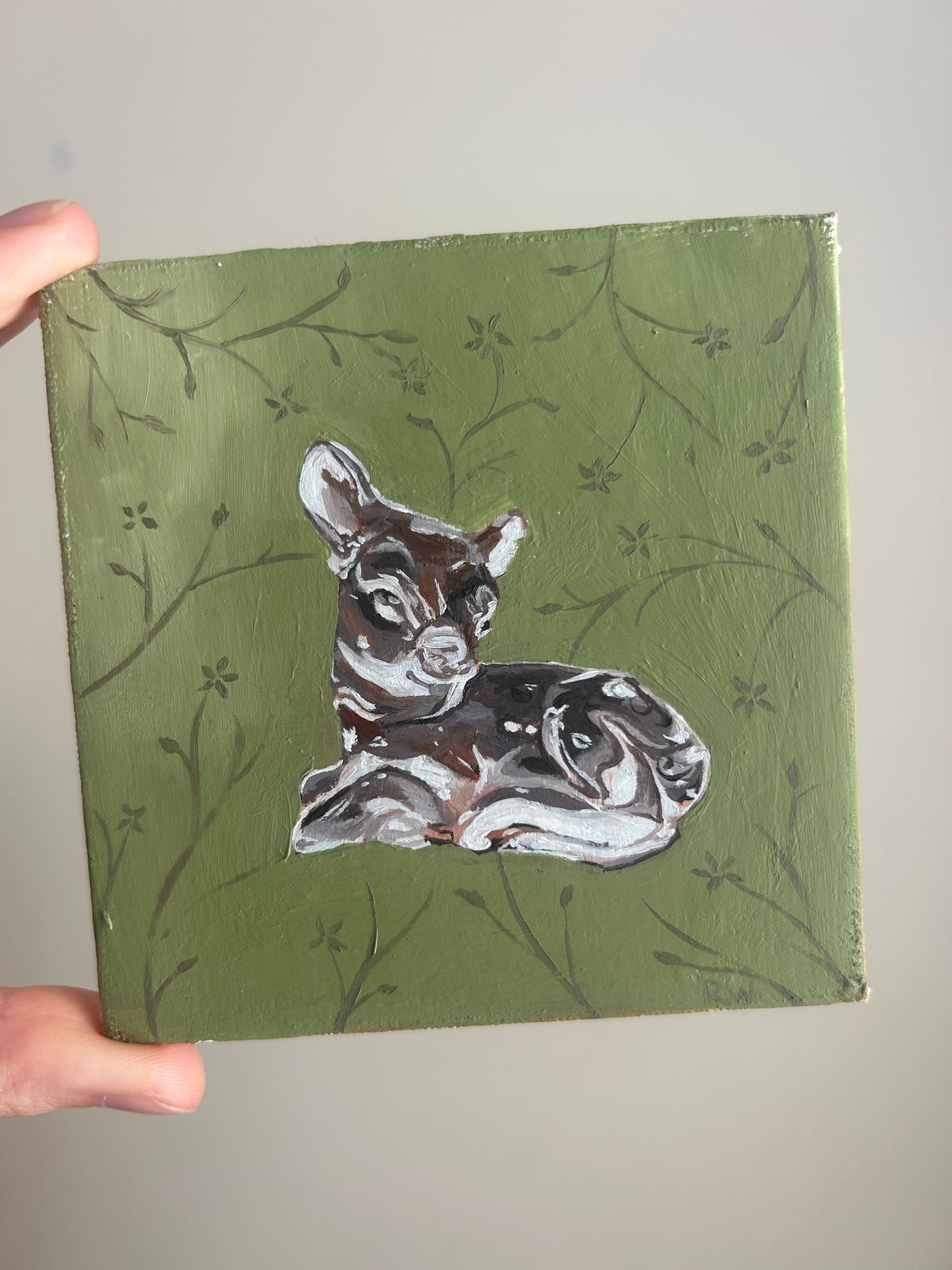 "Glass or Fudge" - oil on 4x4 inch canvas panel