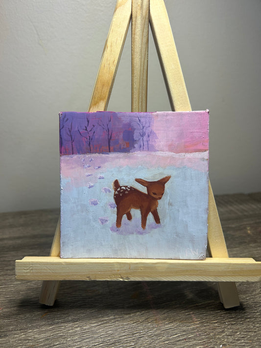 "It's a Cold Winter (December)" - oil on 4x4inch canvas panel