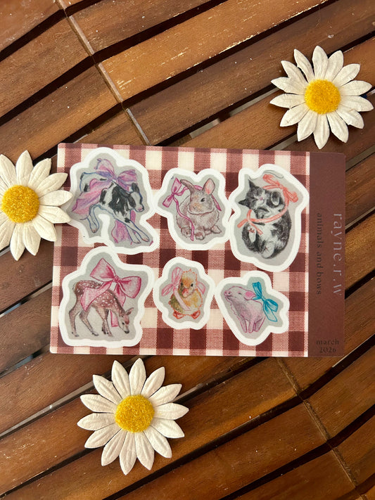 Animals and Bows Sticker Sheet