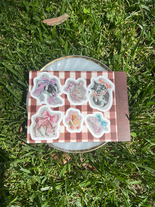 Animals and Bows Sticker Sheet