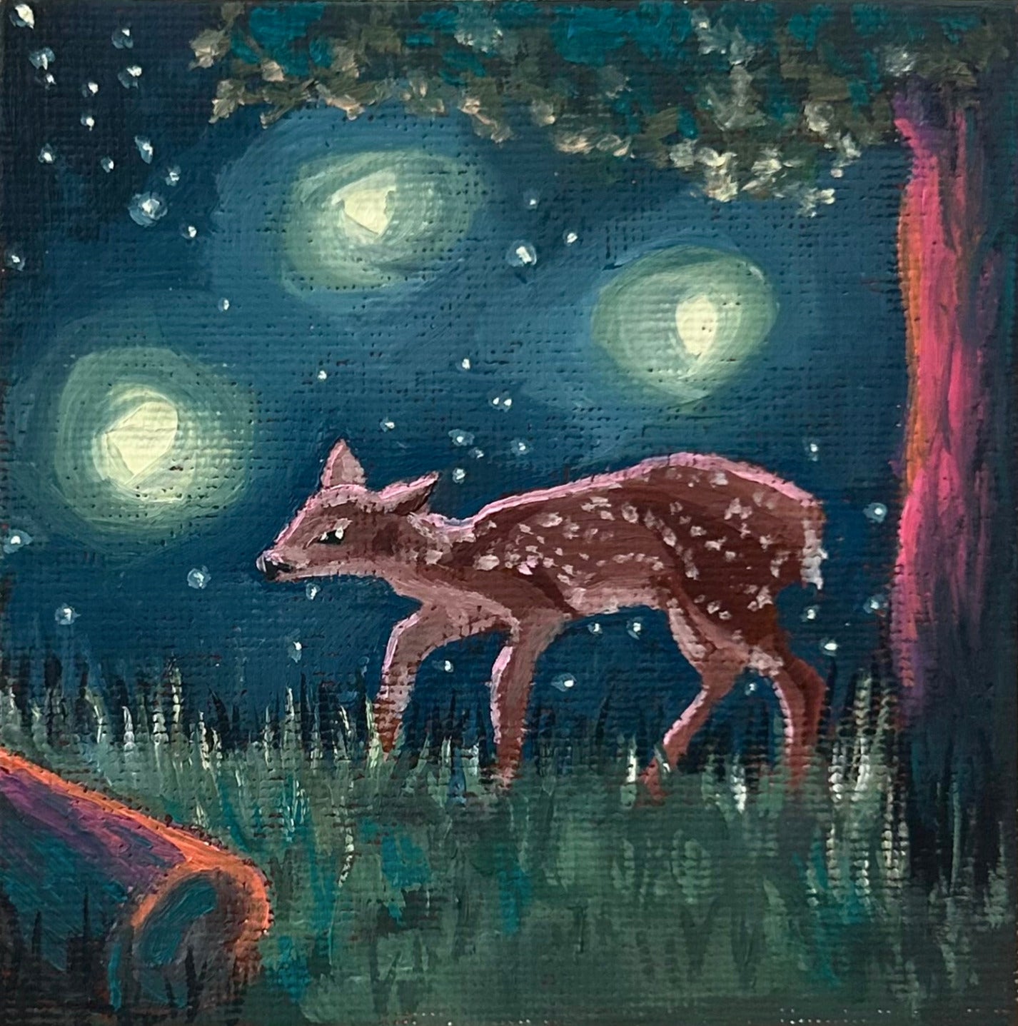 "Glow in the Dark" - oil on 4x4 inch canvas panel