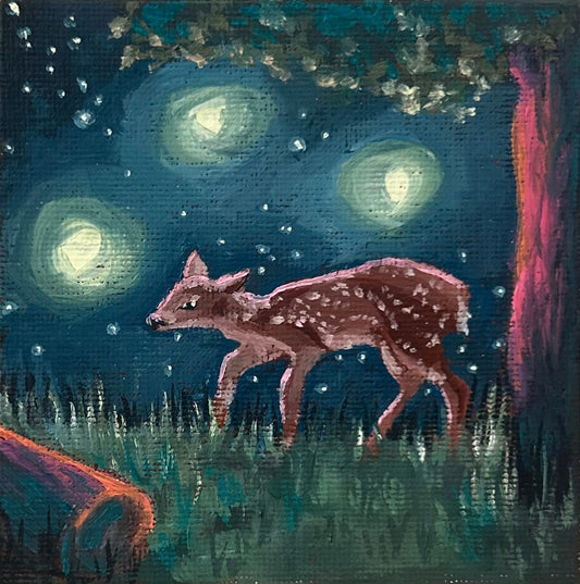 "Glow in the Dark" - oil on 4x4 inch canvas panel