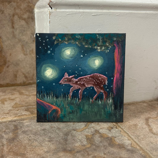 "Glow in the Dark" - oil on 4x4 inch canvas panel
