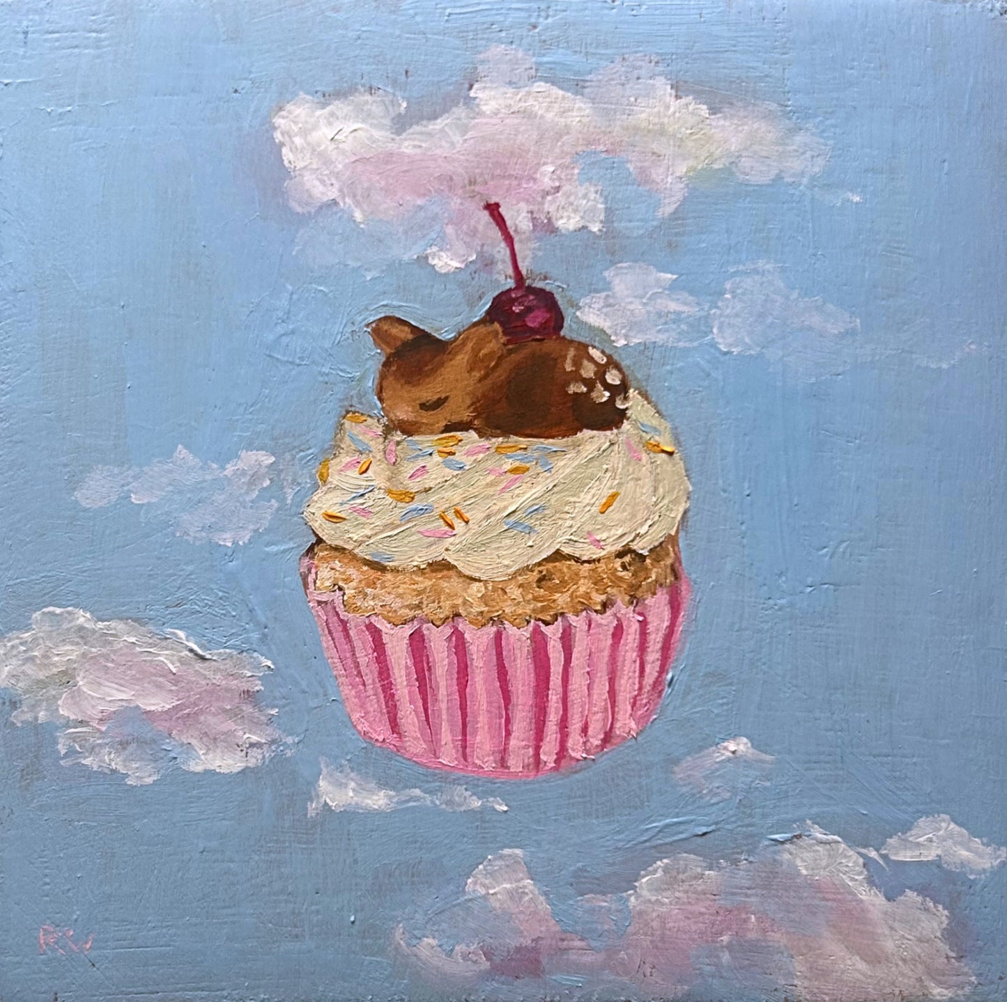 "Sweet Dreams (March)" - oil on 4x4 inch canvas panel