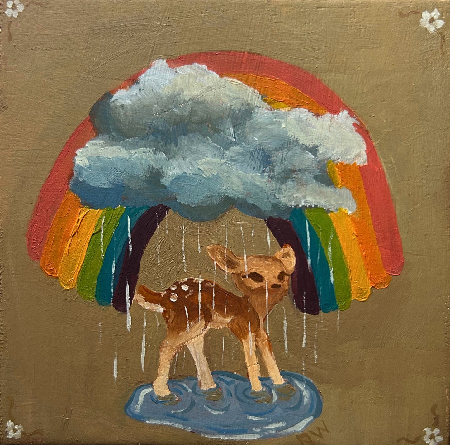 "April Showers" - oil on 4x4 inch canvas panel