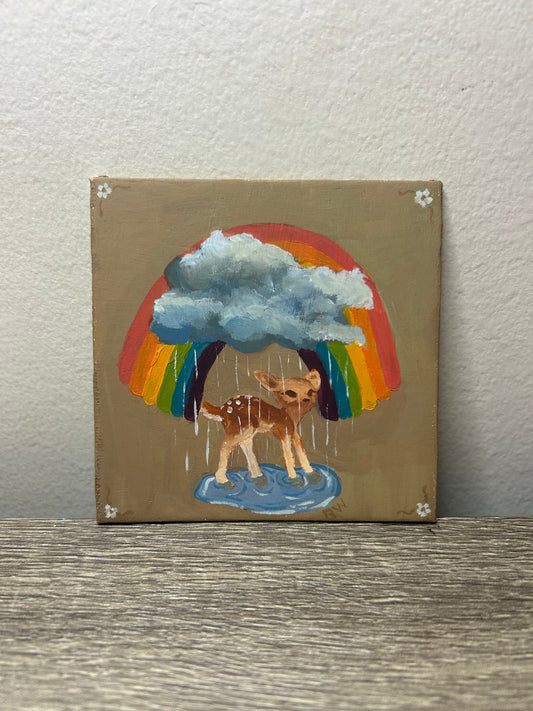"April Showers" - oil on 4x4 inch canvas panel