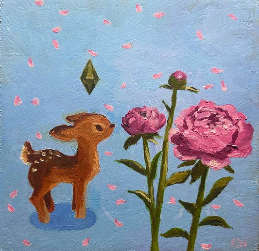 "Look at Flowers (May)" - oil on 4x4inch canvas panel