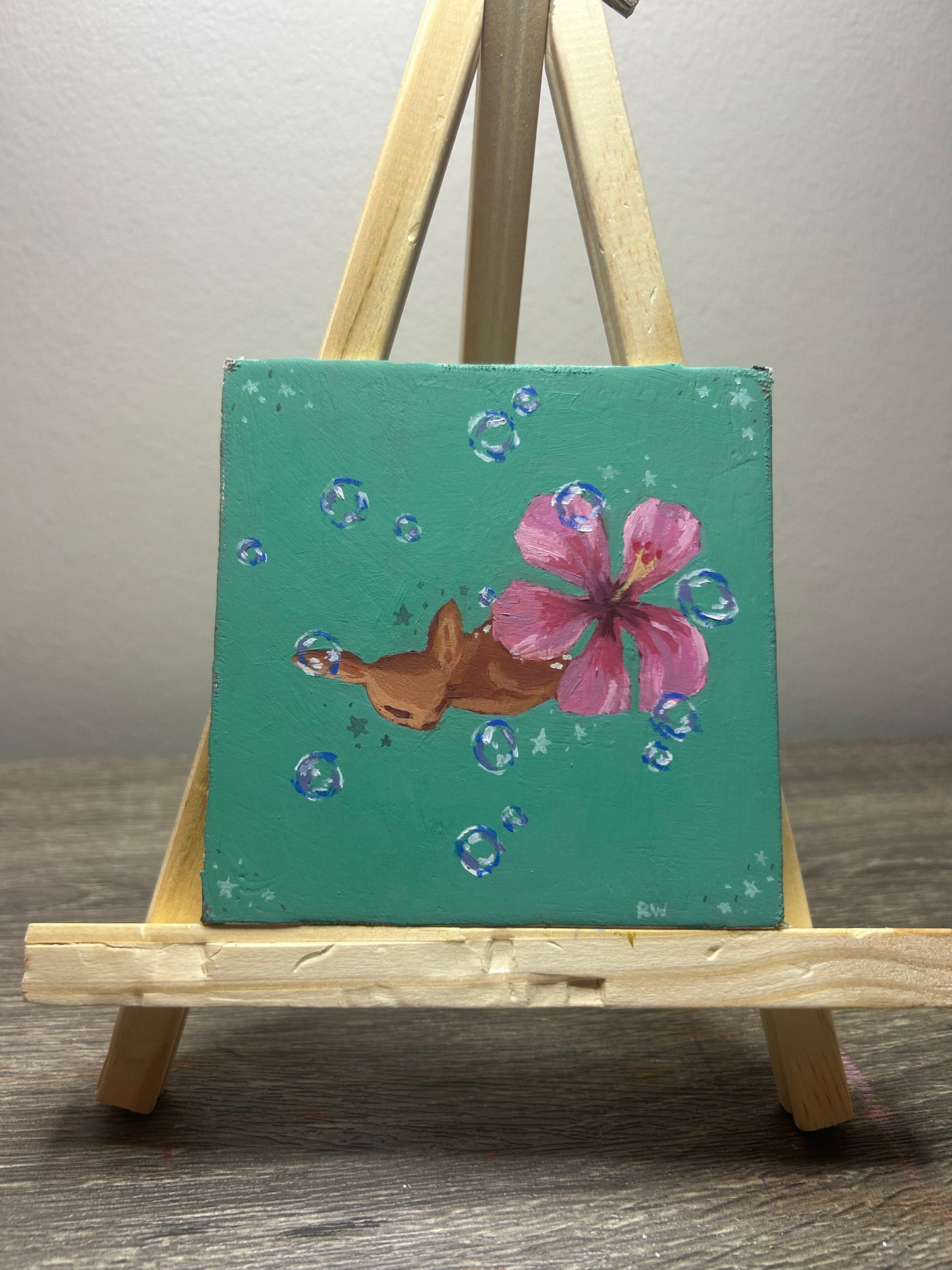 "Island Deer (July)" - oil on 4x4inch canvas panel