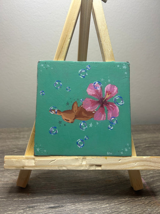"Island Deer (July)" - oil on 4x4inch canvas panel