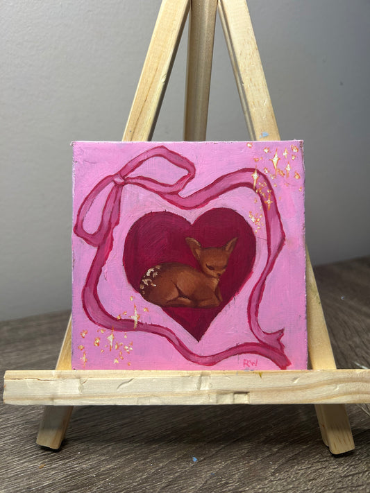 "In Love (February)" - oil on 4x4inch canvas panel